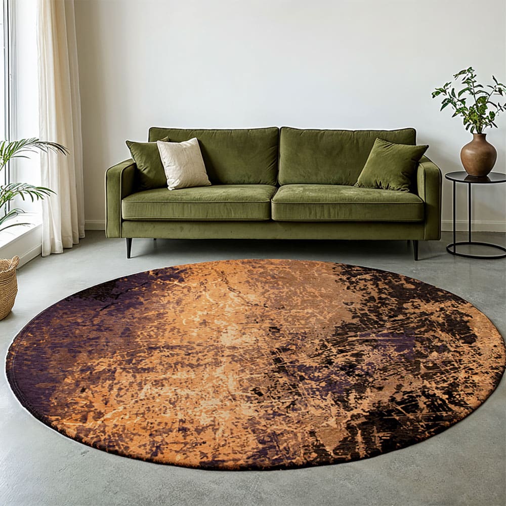 Louis de Poortere CRACKS - Teppich waschbar In-/Outdoor Orange 140x140 style modern orange Pes - Polyester