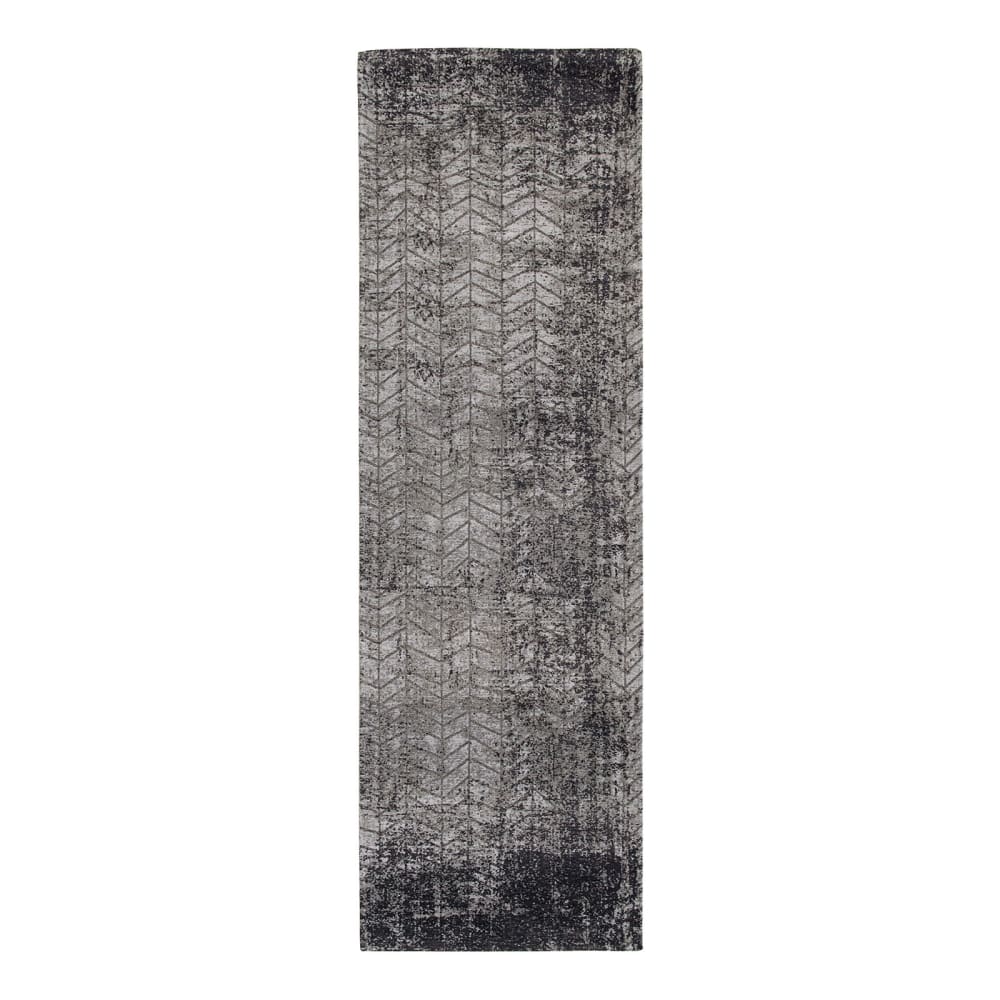 Louis de Poortere JACOB'S LADDER - Teppich waschbar In-/Outdoor Schwarz 80x250 style modern Grau Pes - Polyester