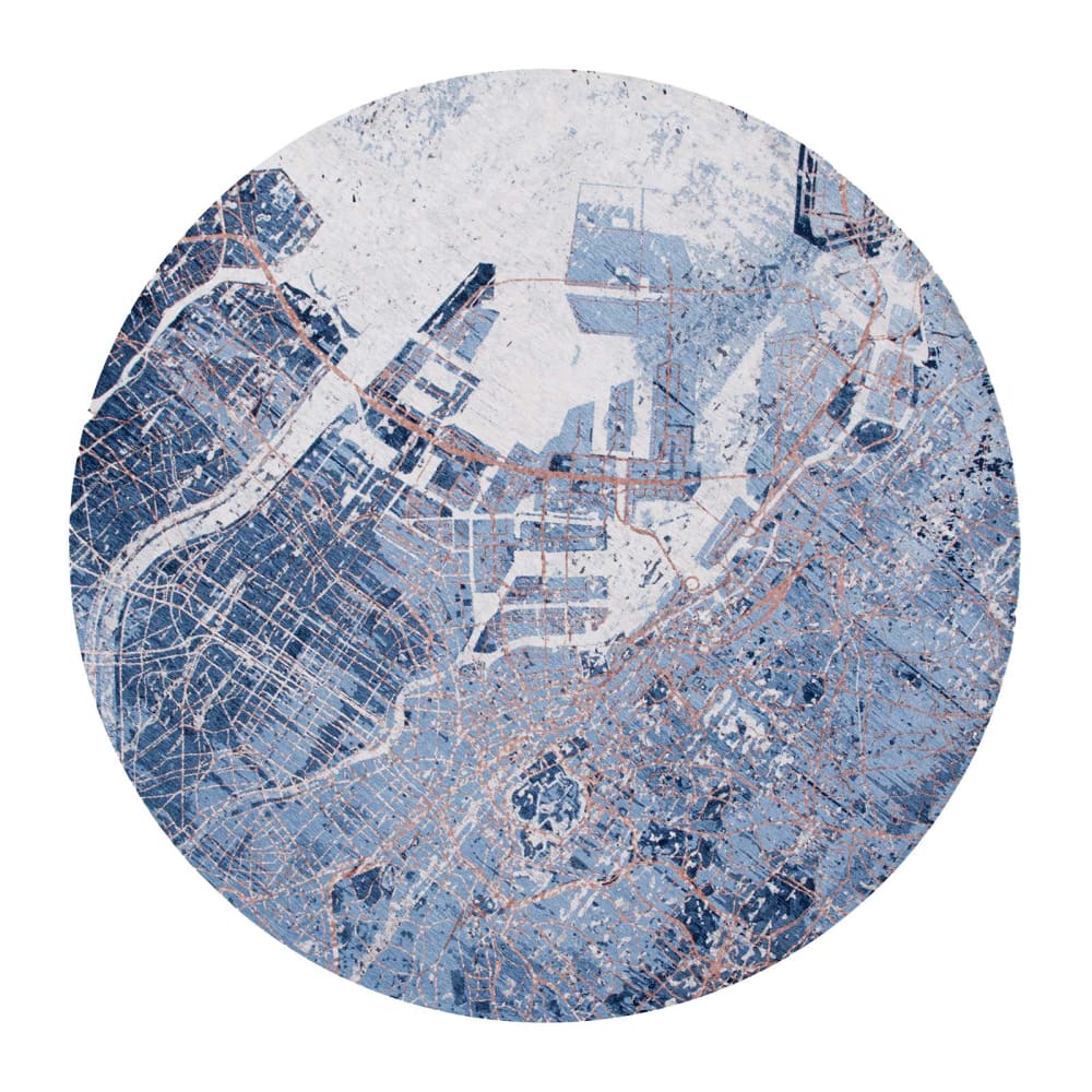 Louis de Poortere TOKYO - Teppich waschbar In-/Outdoor Blau 240x240 style modern Blau Pes - Polyester