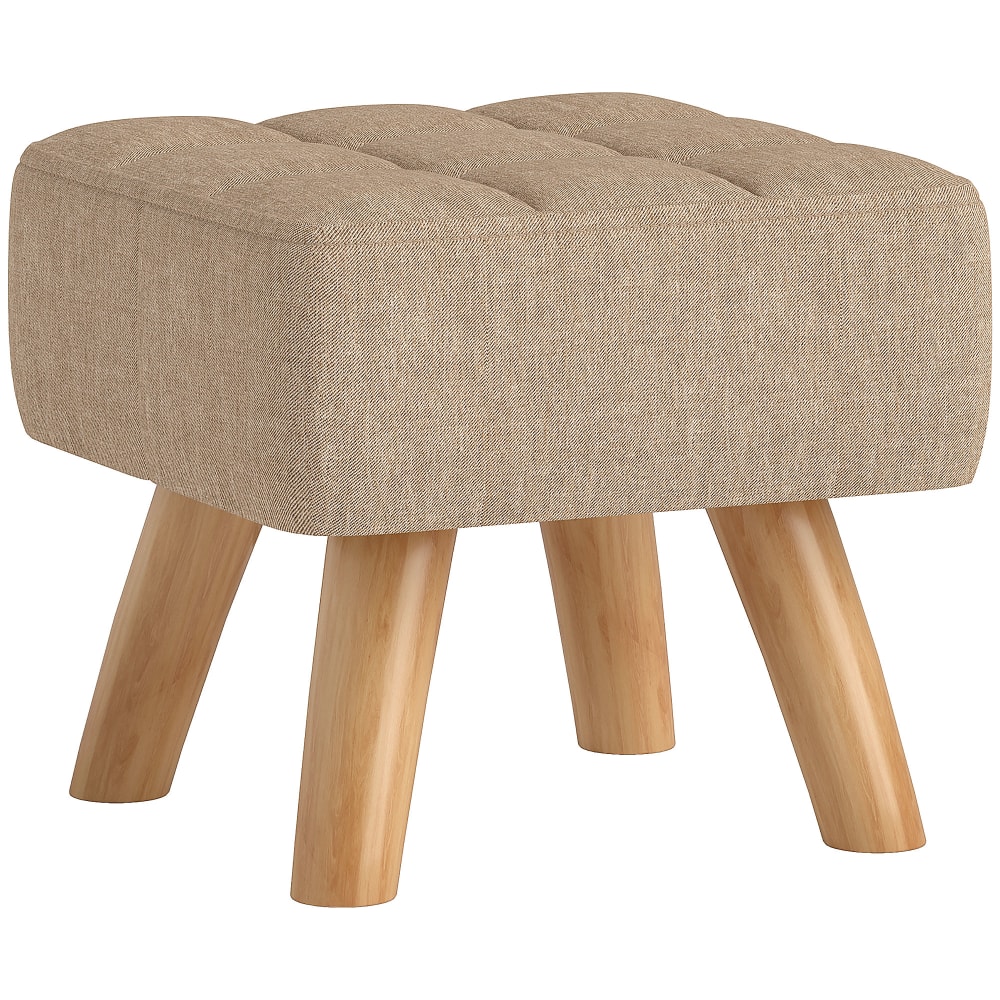 Ottoman pieds en bois tissu marron clair — Beyit