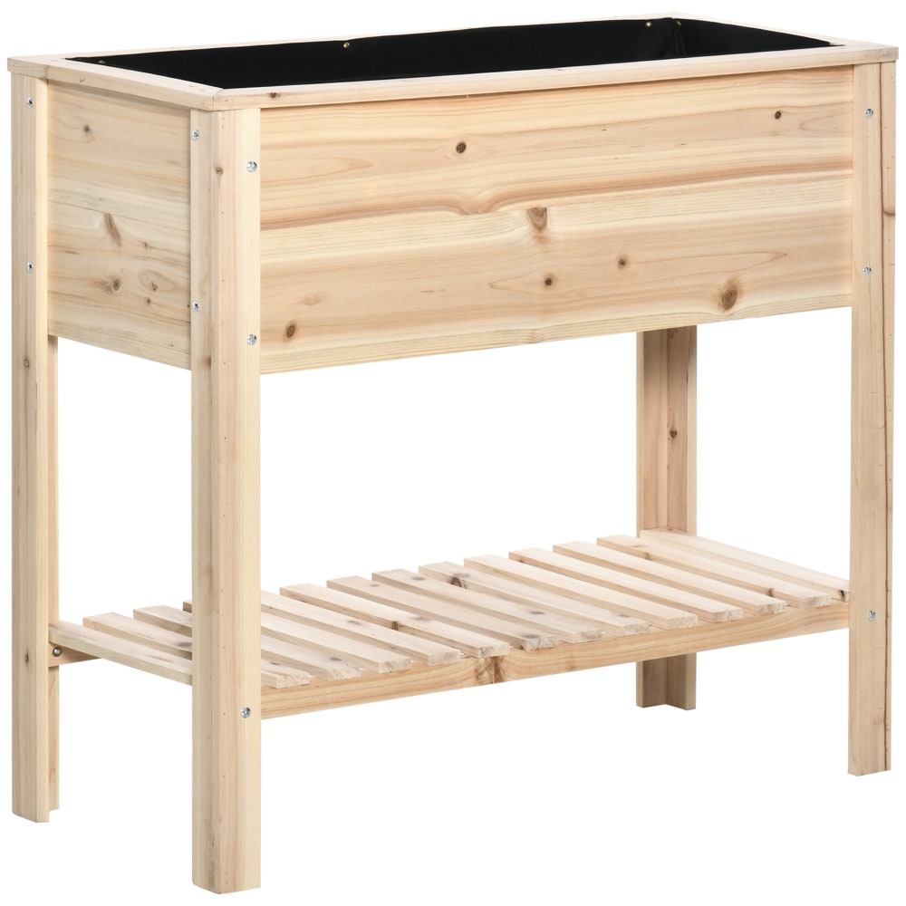 Jardinière potager sur pieds étagère à lattes bois massif naturel