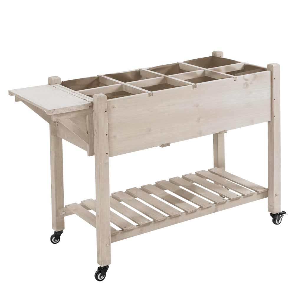 Jardinière sur pied potager sur roulettes bois sapin pré-huilé