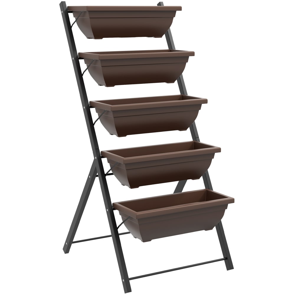 Jardinière verticale 5 bacs à fleurs acier marron