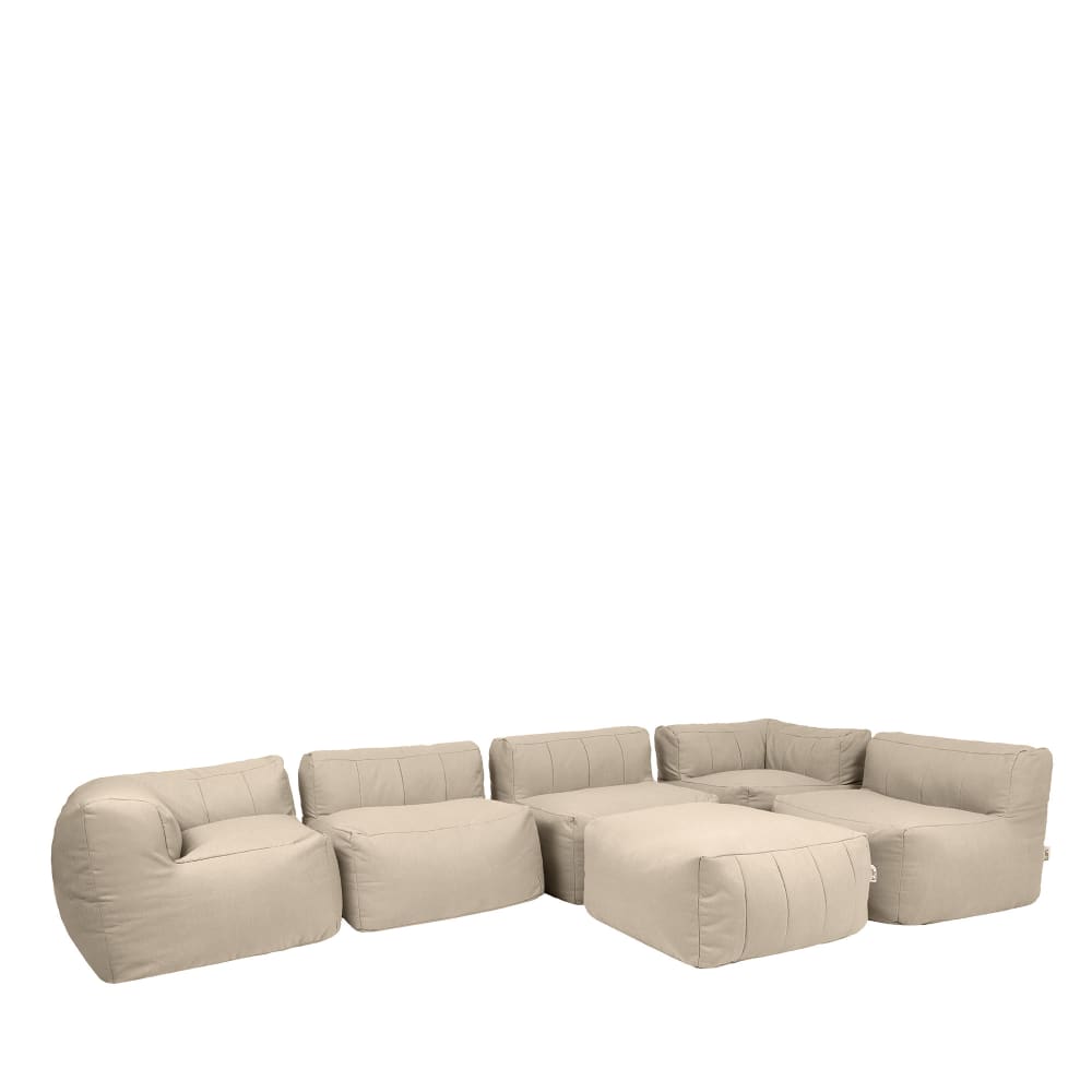 Pouf canapé modulaire 6 pièces intérieur et extérieur en oléfine beige