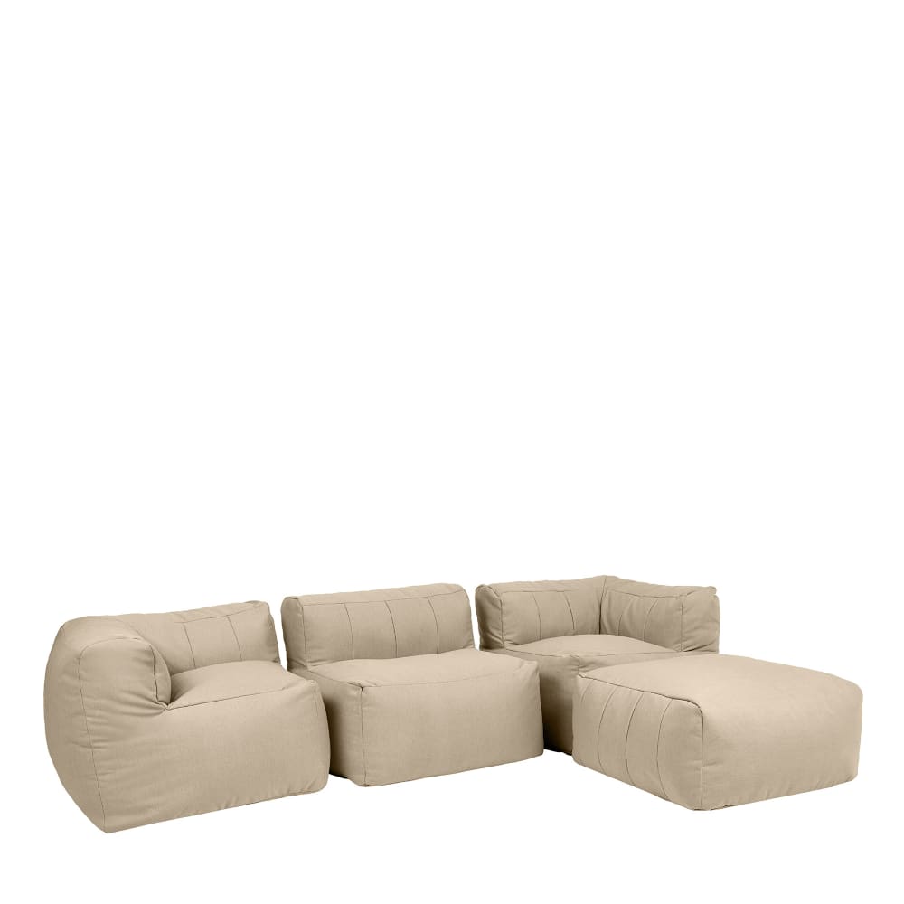 Pouf canapé modulaire angle 4 pièces int/ext en oléfine beige