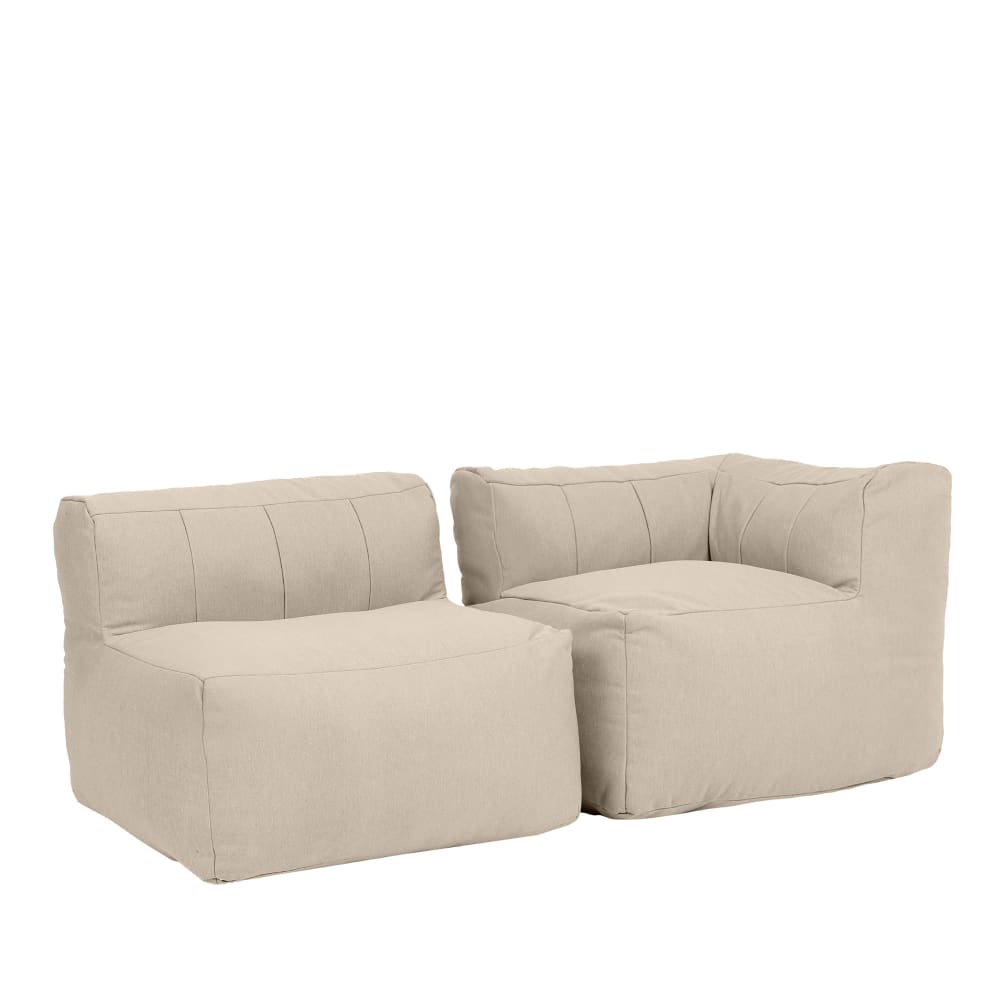 Pouf canapé modulaire angle 2 pièces int/ext en oléfine beige