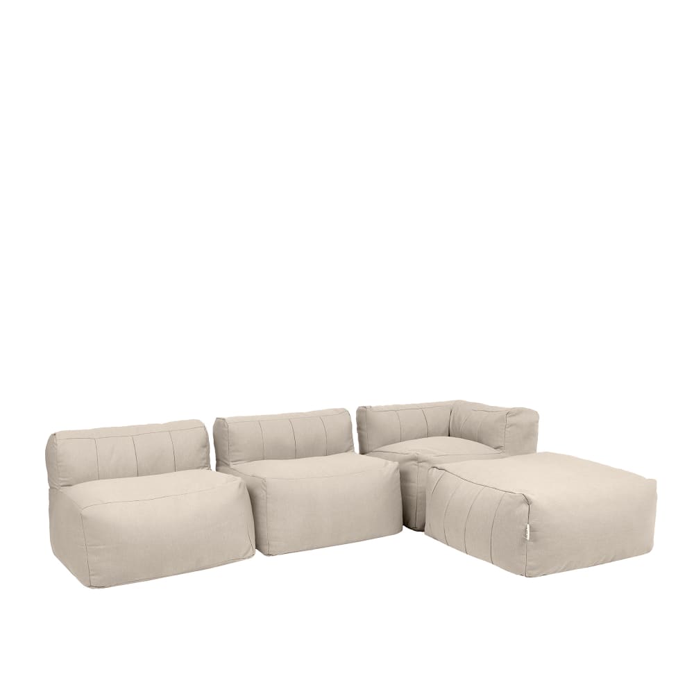 Pouf canapé modulaire 4 pièces intérieur et extérieur en oléfine beige