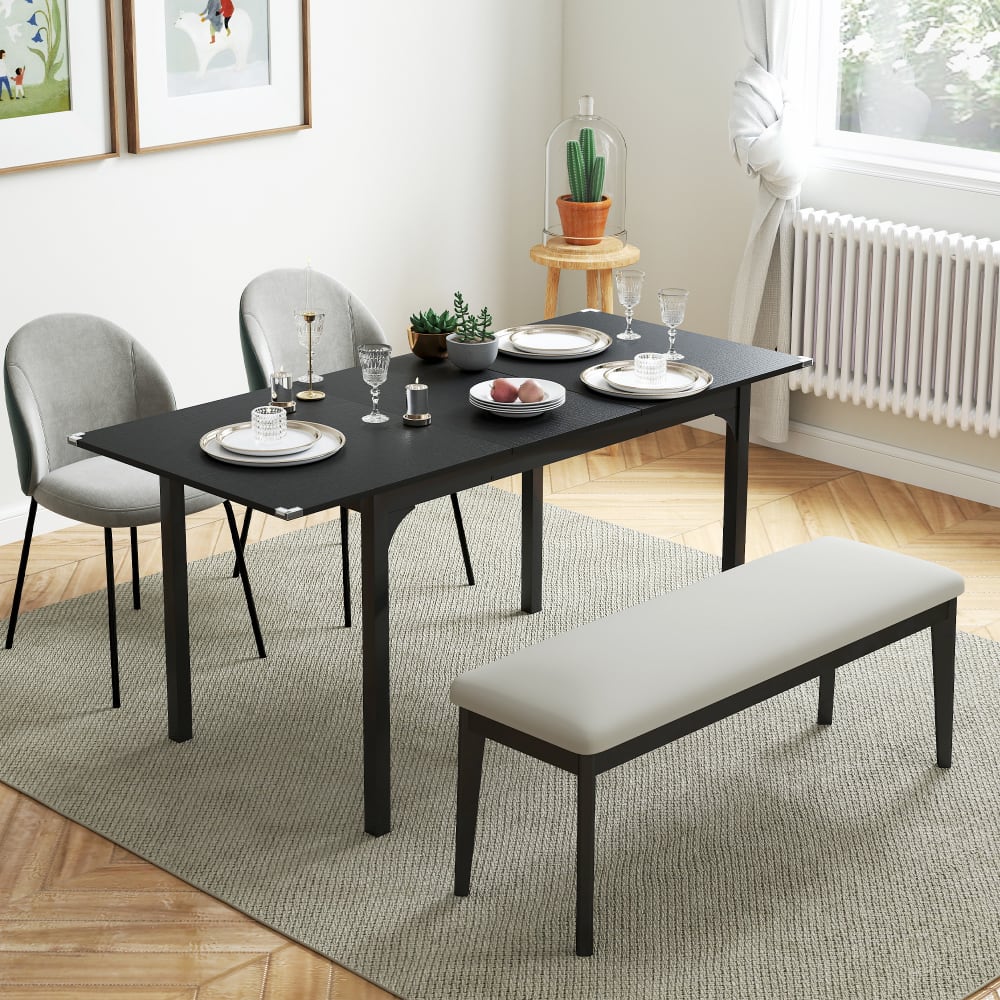 Table cuisine extensible rectangulaire acier noir