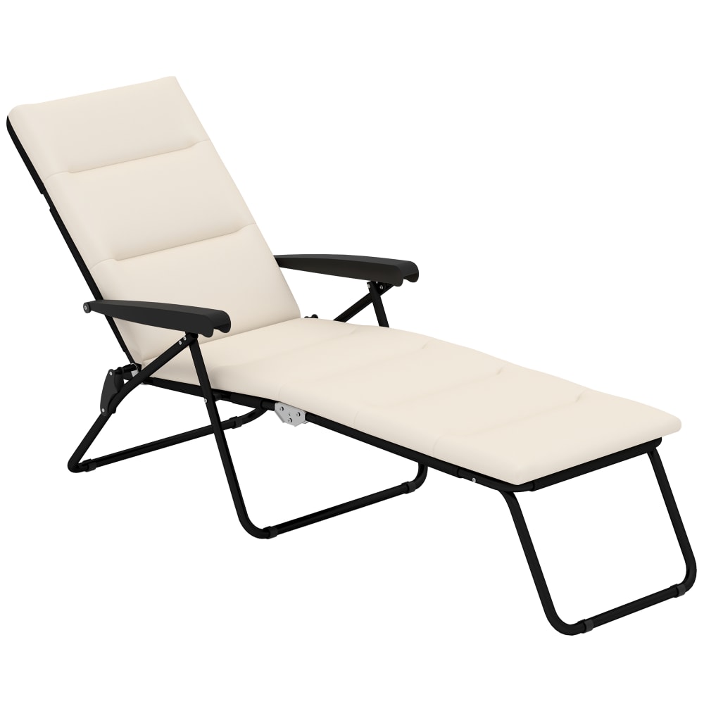 Transat bain de soleil inclinable 6 positions acier polyester crème