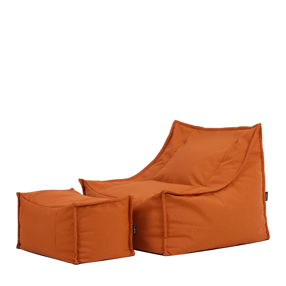 Pouf fauteuil et repose-pied d'extérieur en oléfine orange brûlé