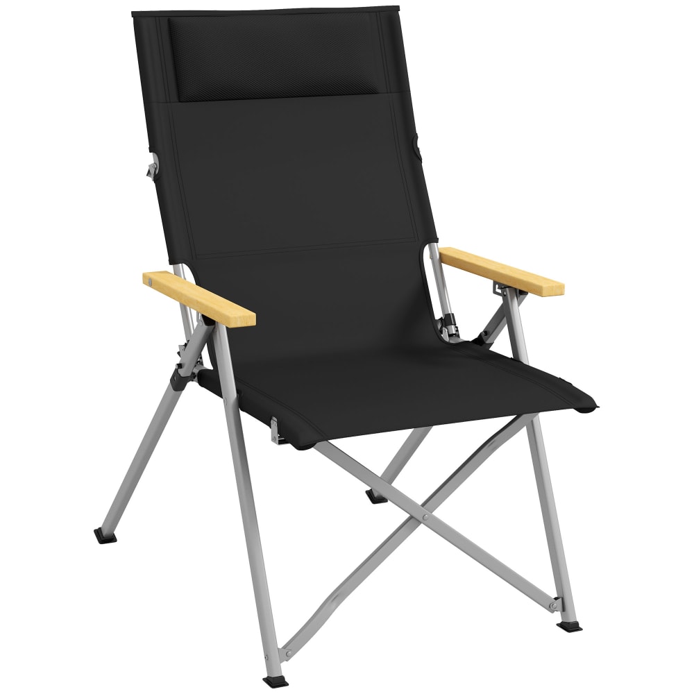 Chaise de camping pliante et portable polyester noir
