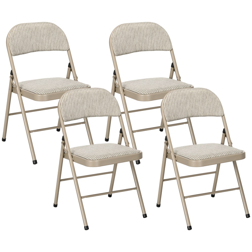 Chaises pliantes avec coussin en lin cadre en acier beige