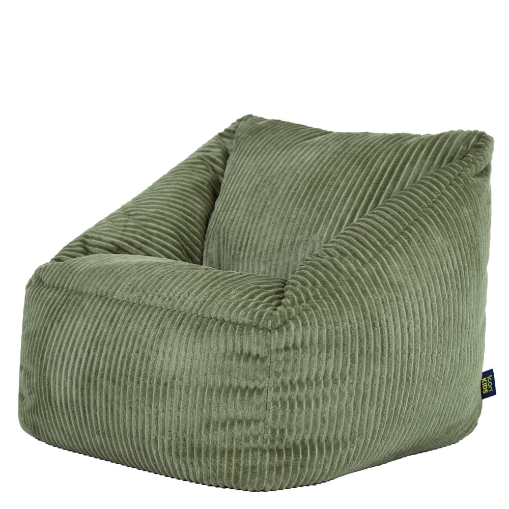 Pouf fauteuil enfant en velours côtelé vert sauge