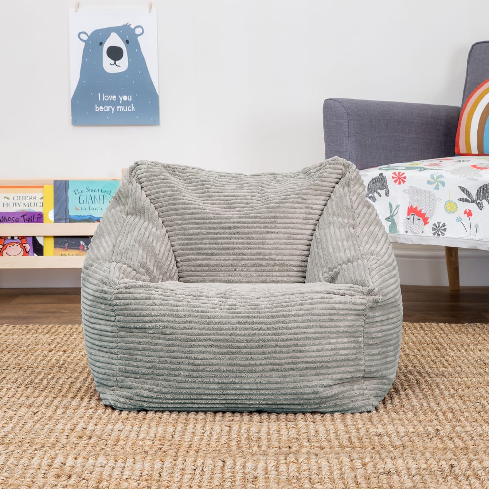 2er Set Sitzsack-Sessel für Kinder aus Cord, Grau - Maisons Du