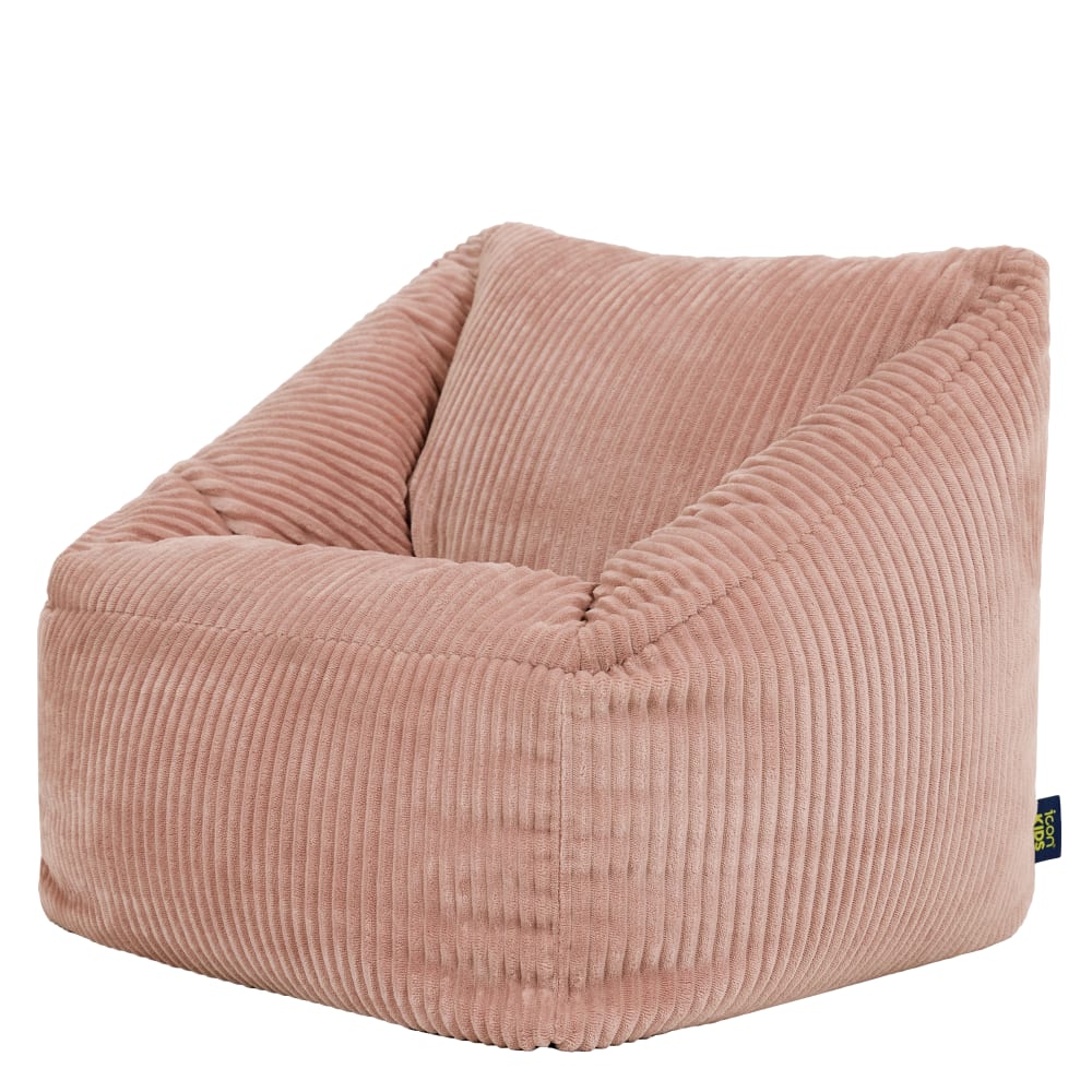 Pouf fauteuil enfant en velours côtelé rose aube