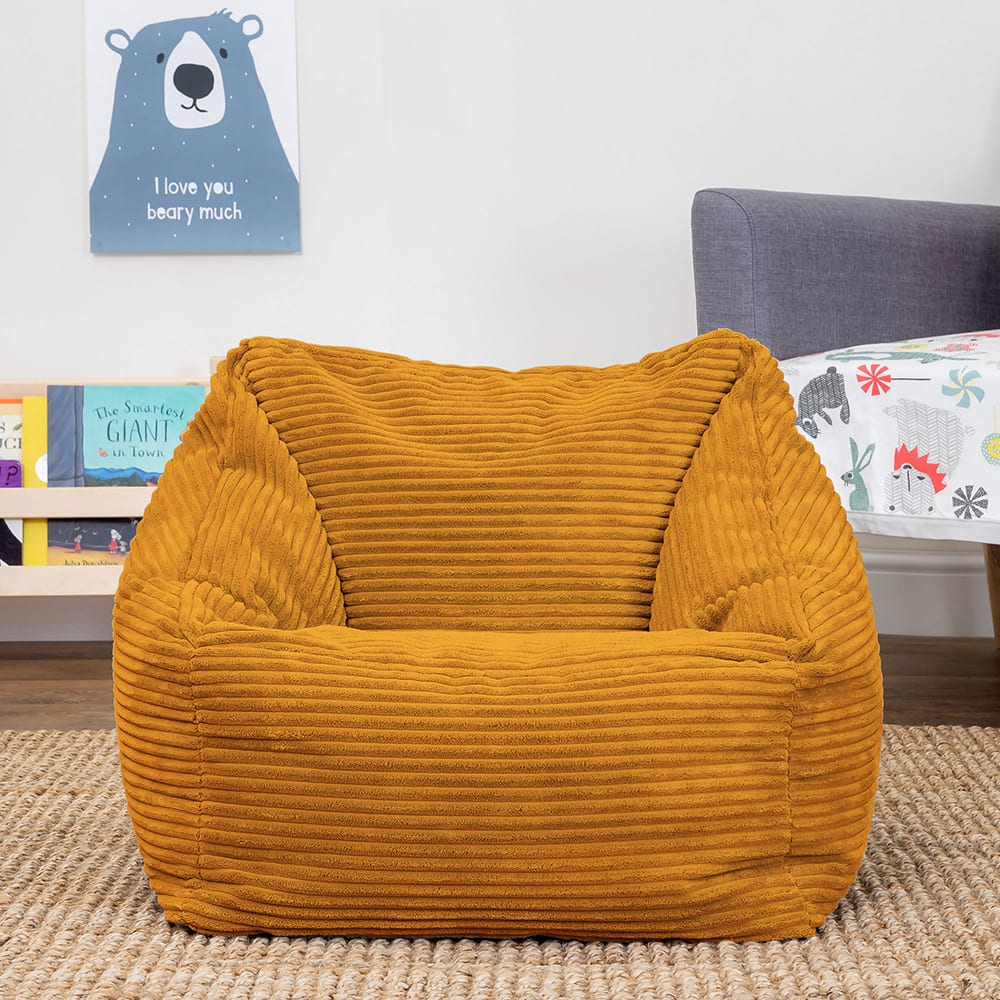 2er Set Sitzsack-Sessel für Kinder aus Cord, Ockergelb - Maisons