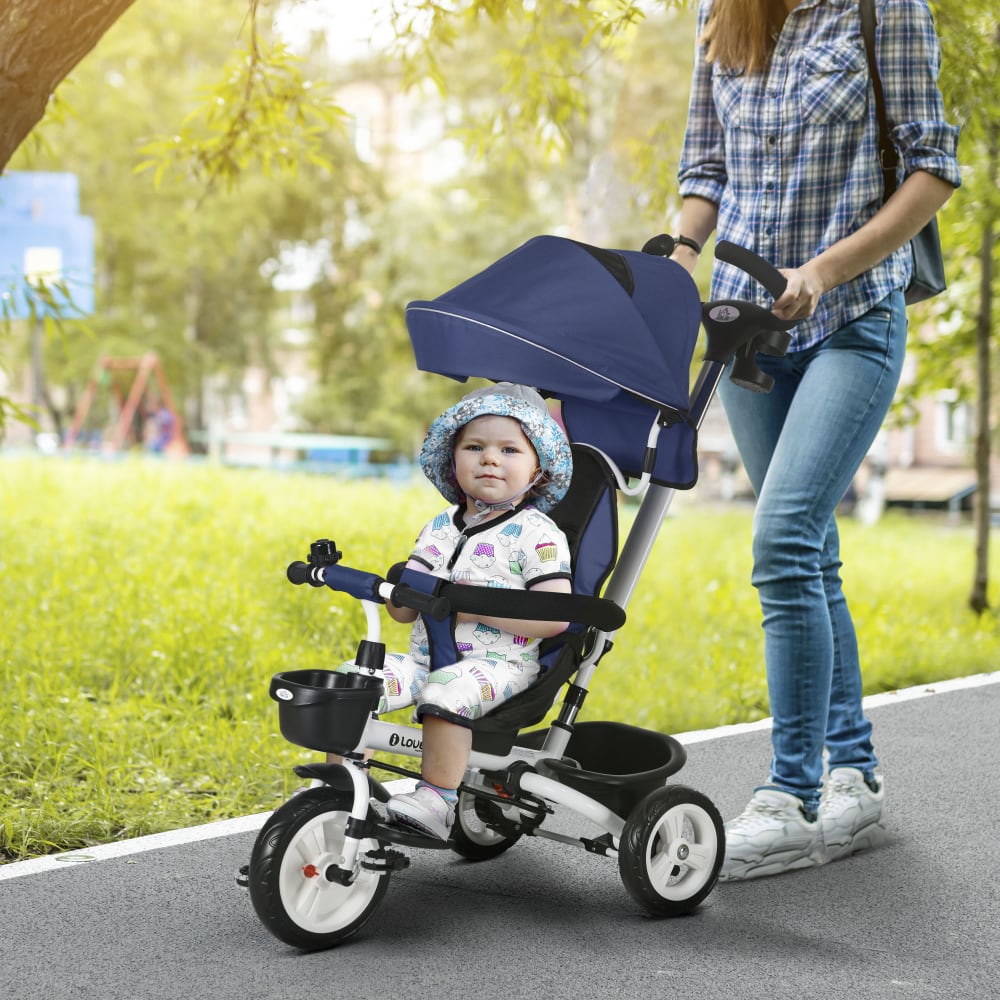 Tricycle bébé évolutif 6 en 1 avec siège réversible bleu foncé