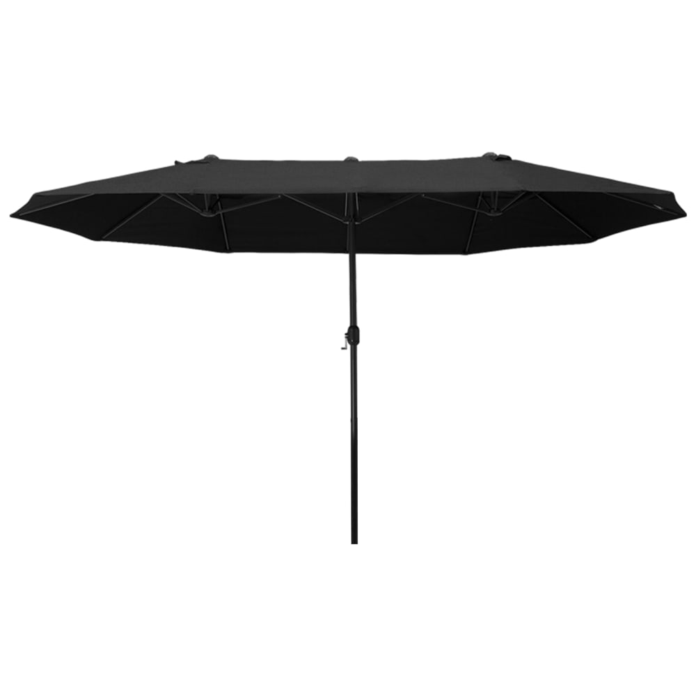 Parasol double rectangulaire à manivelle acier noir