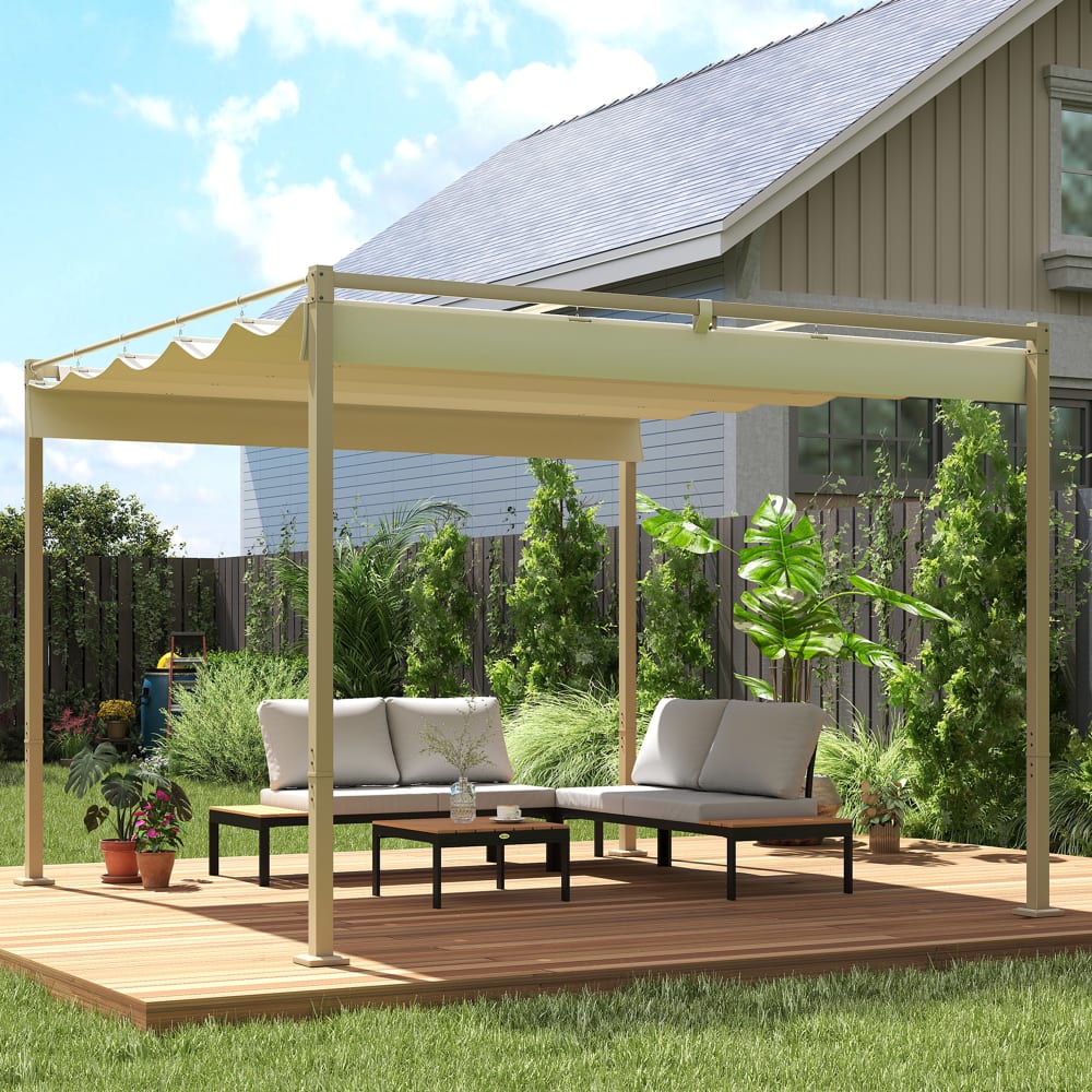 Pergola coulissante 3x3m polyester kaki