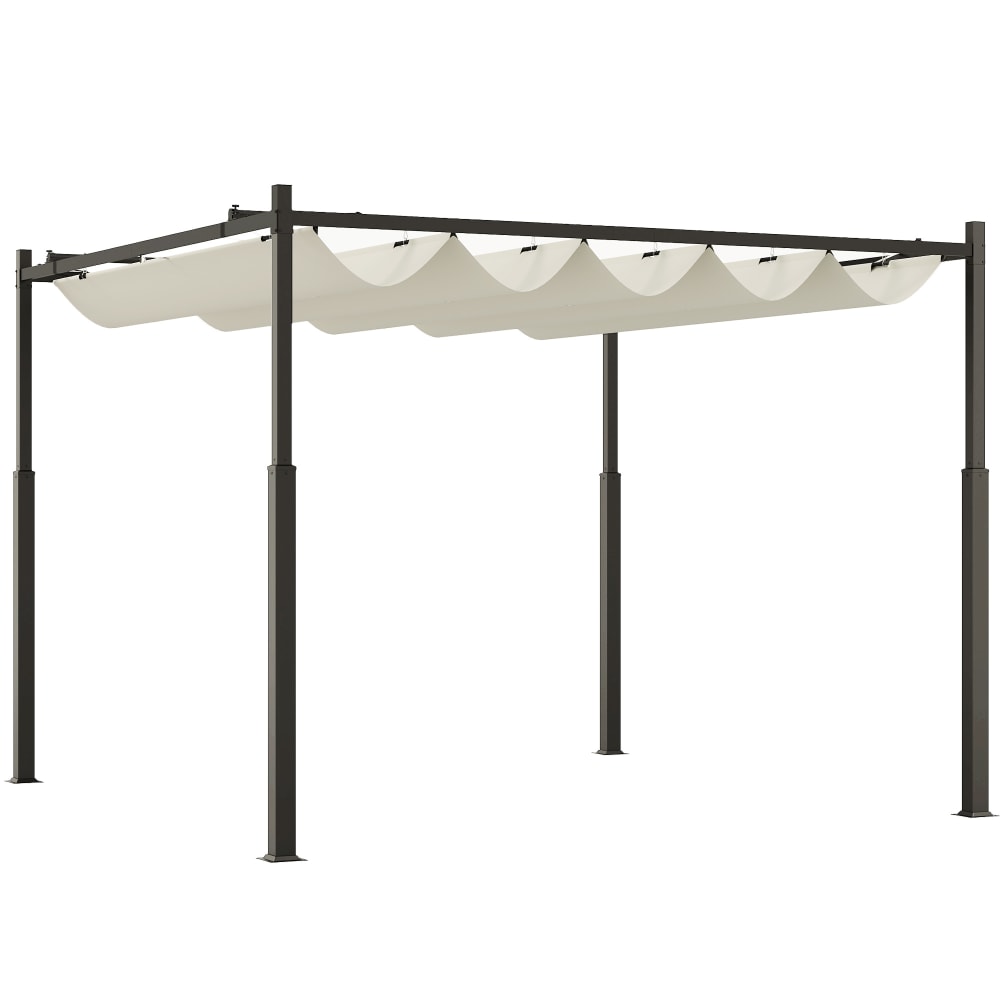 Pergola jardin exterieur rétractable upf30+ polyester 3 x 3 m crème