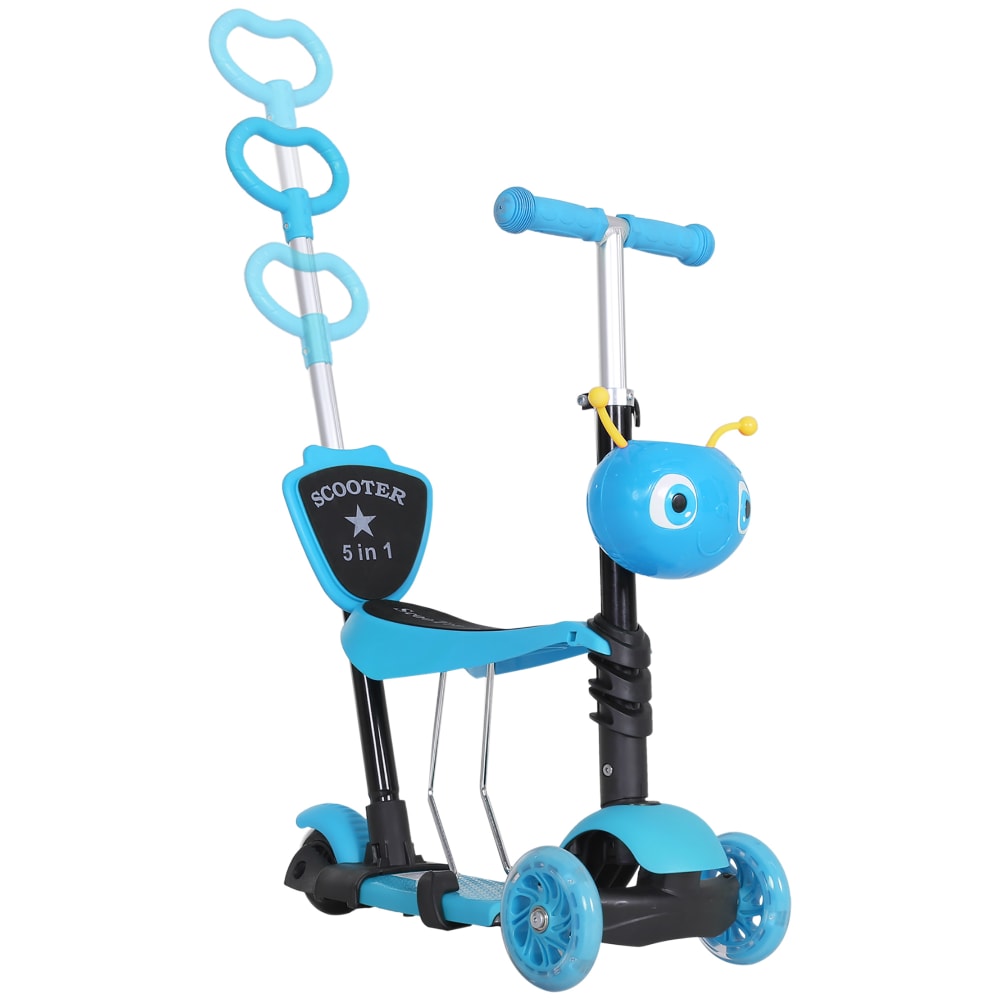 Trottinette 3 roues évolutive hauteur guidon réglable acier bleu