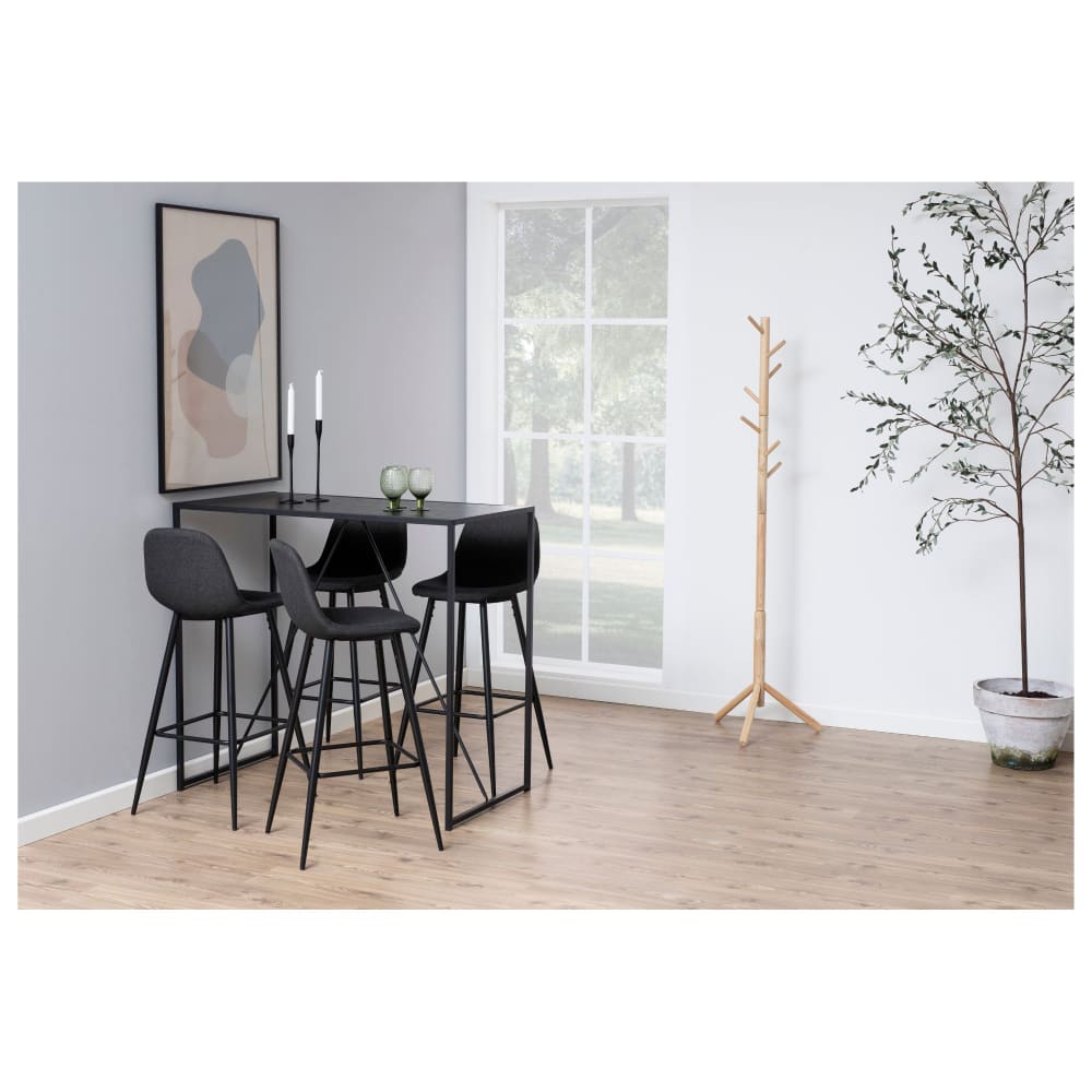 Lot de 2 tabourets de bar en tissu piétement métal noir anthracite