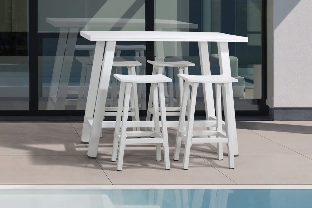 Tabouret de bar de jardin en métal blanc H71