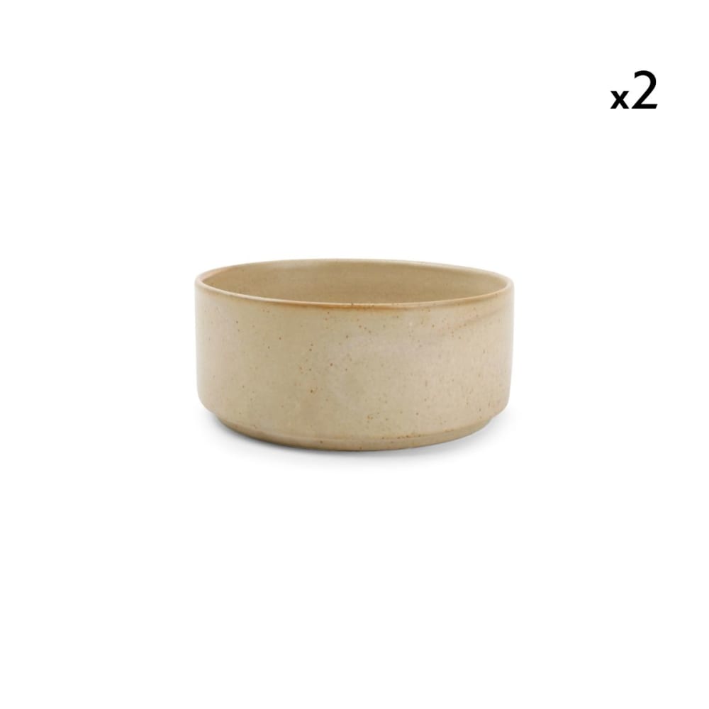 Lot de 2 bols beige en porcelaine 12xh5cm