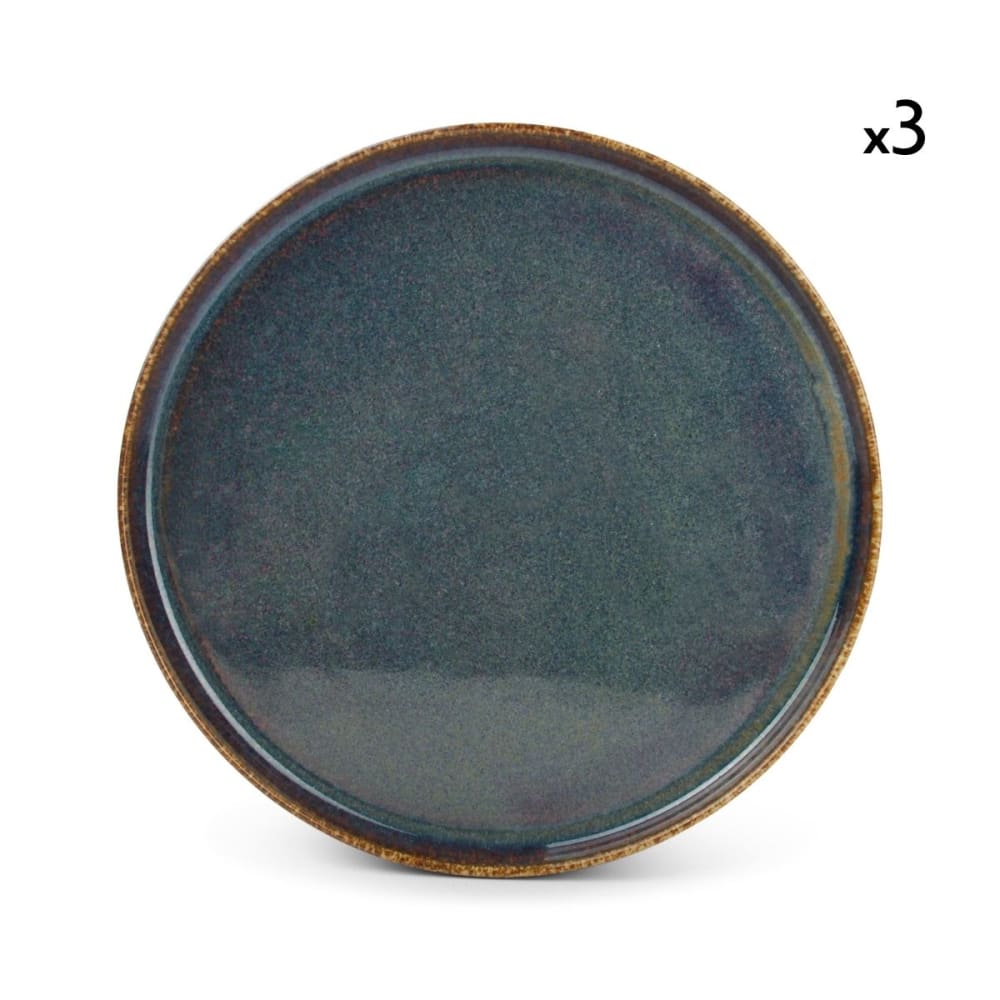 Lot de 3 assiettes bleu en porcelaine 25cm
