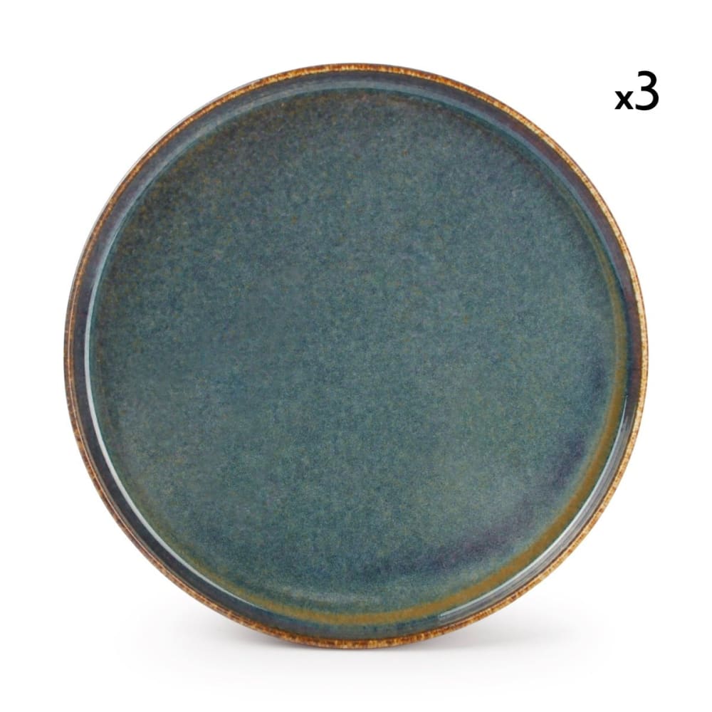 Lot de 3 assiettes bleu en porcelaine 27,5cm