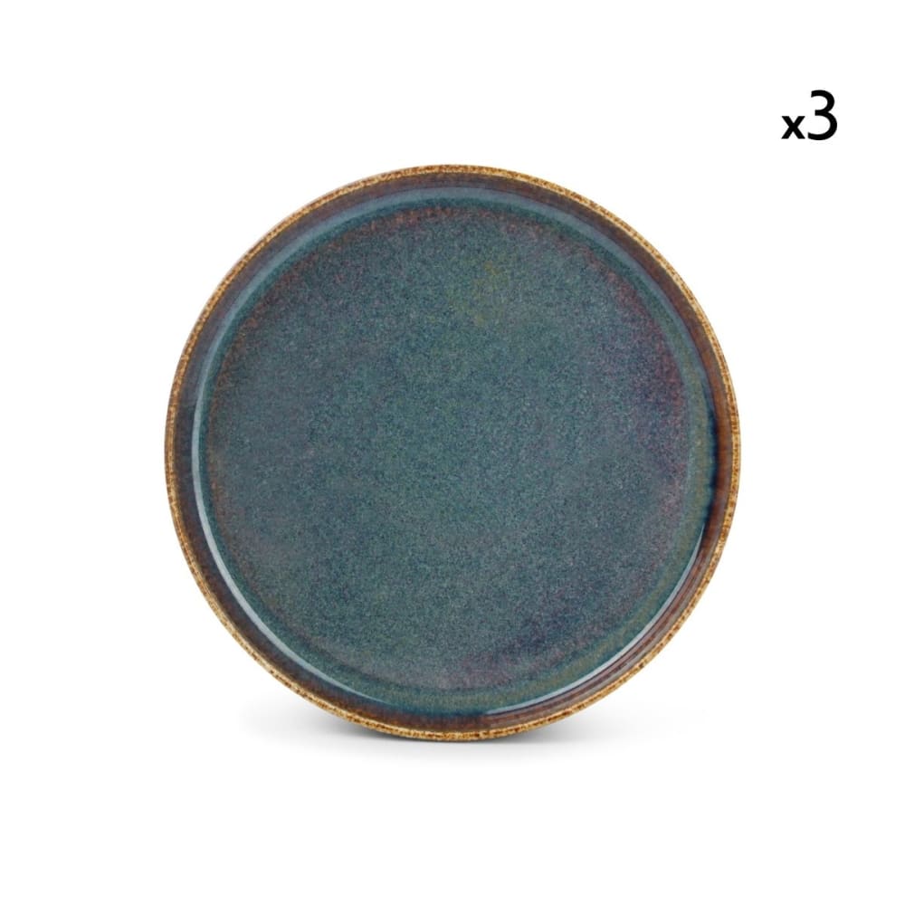 Lot de 3 assiettes bleu en porcelaine 20cm
