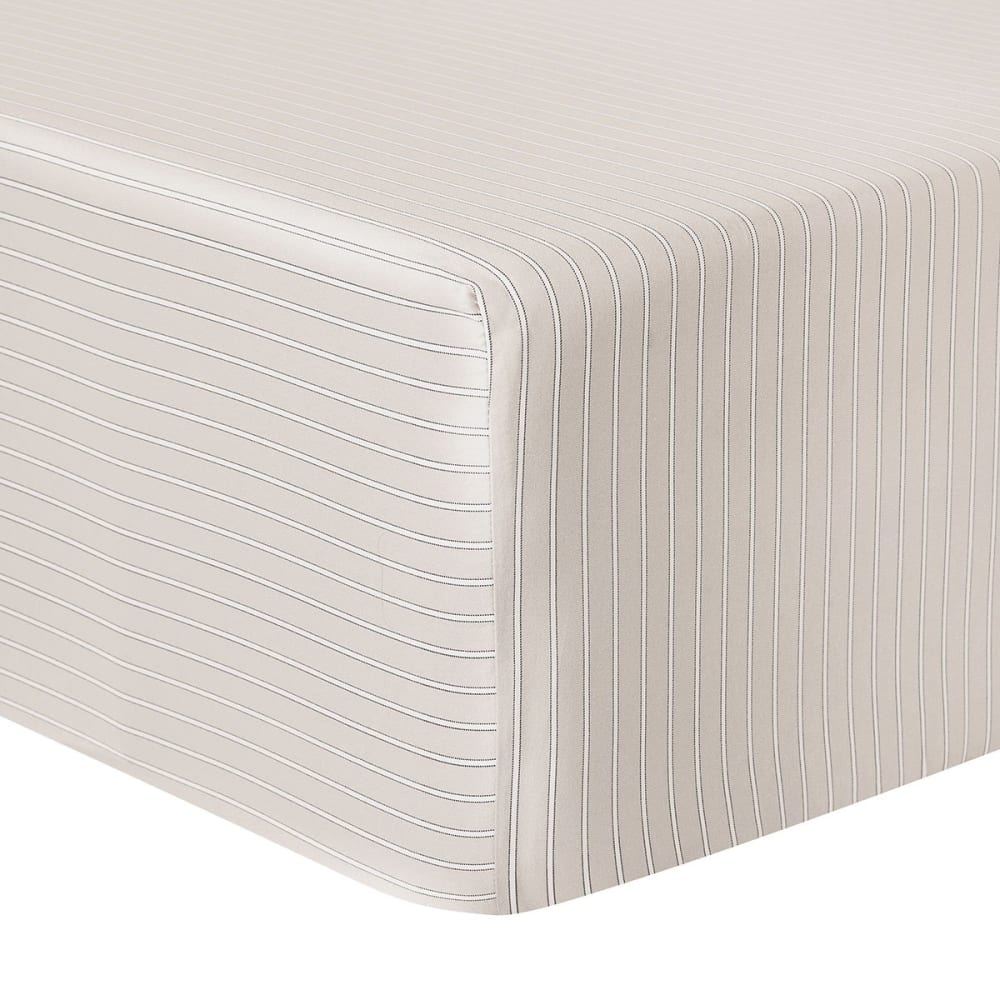 Drap housse satin beige 200x200 cm