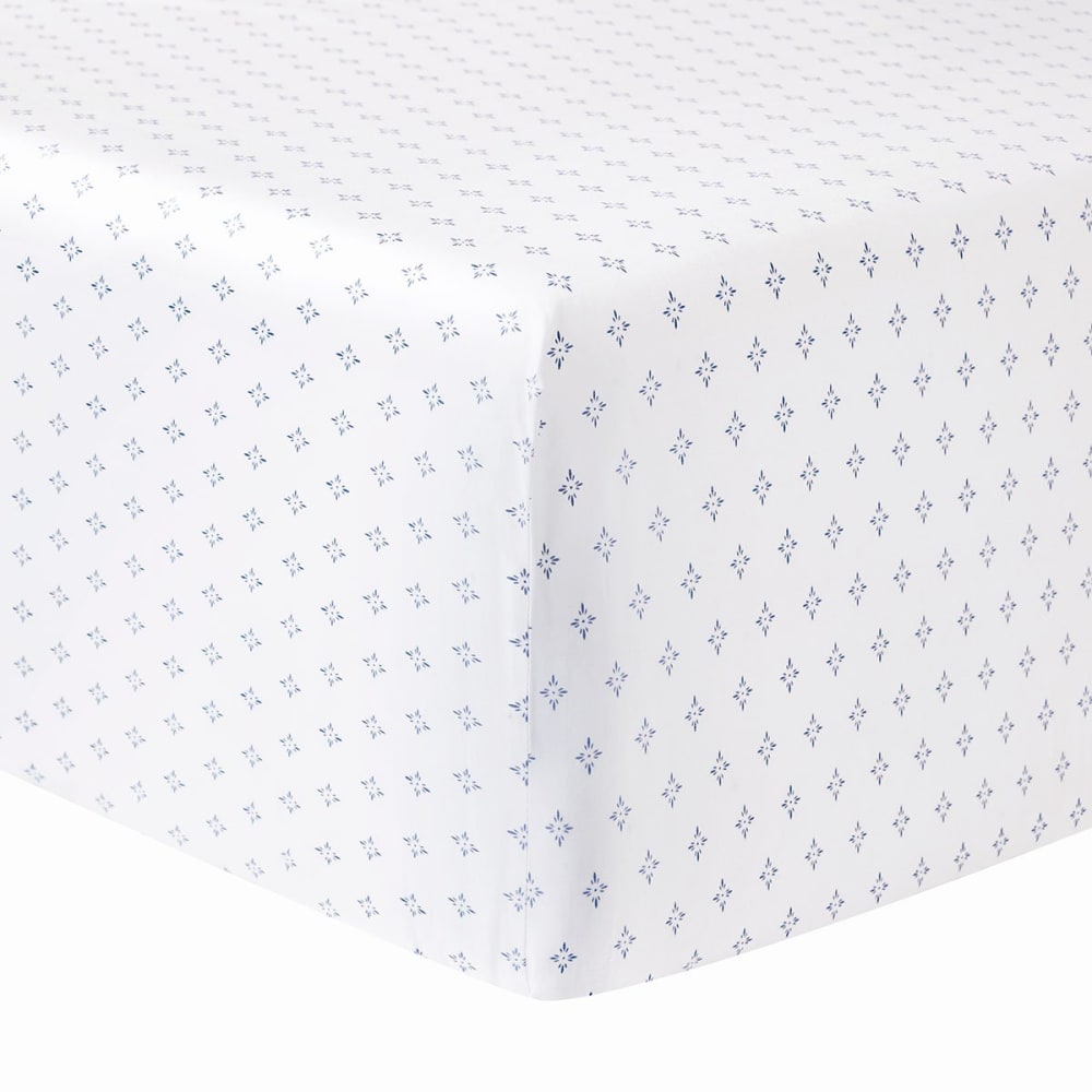 Drap housse percale bleu clair 140x200 cm