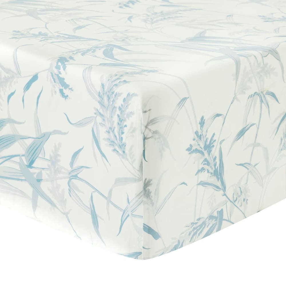 Drap housse percale bleu clair 140x200 cm