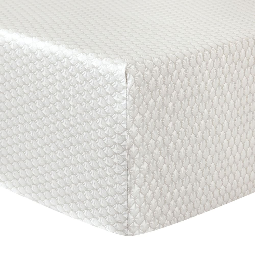 Drap housse satin beige 90x190 cm