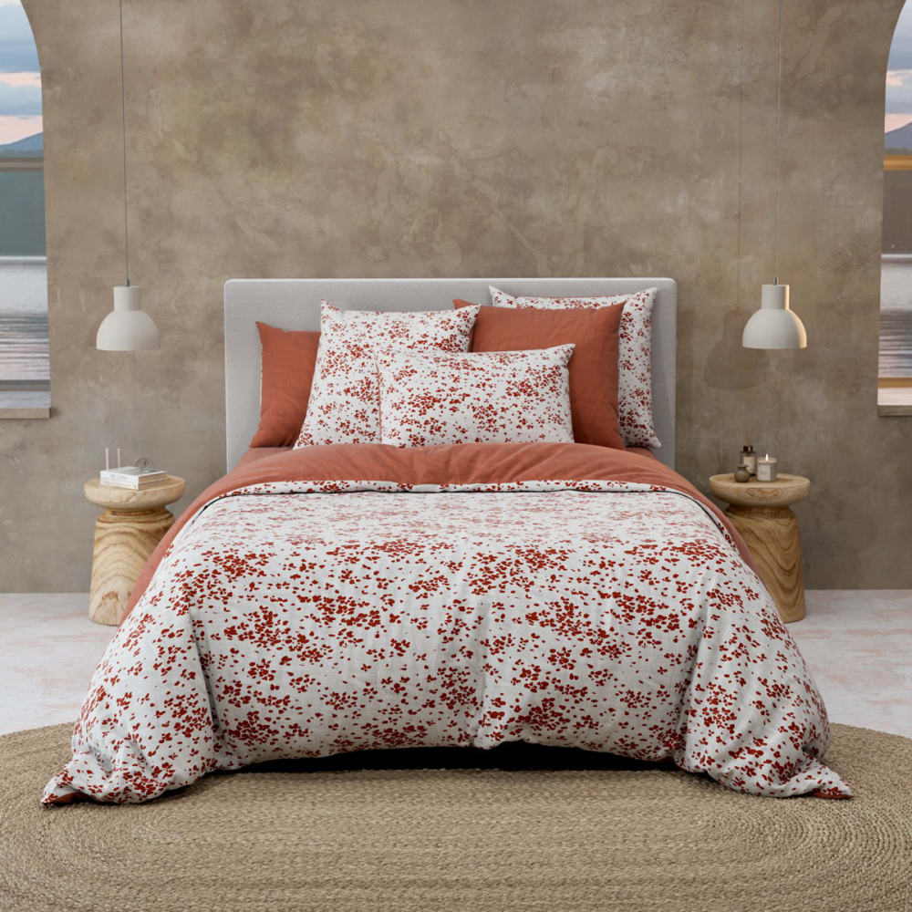 Parure de lit percale rouge 240x220 + 2x65x65 cm