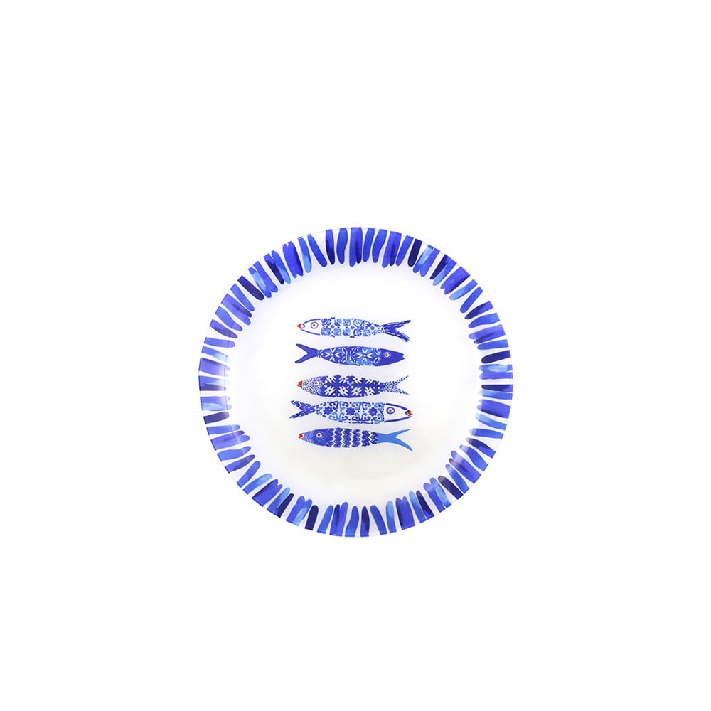 plato plano pez azul 25x25x15cm - lote de 6