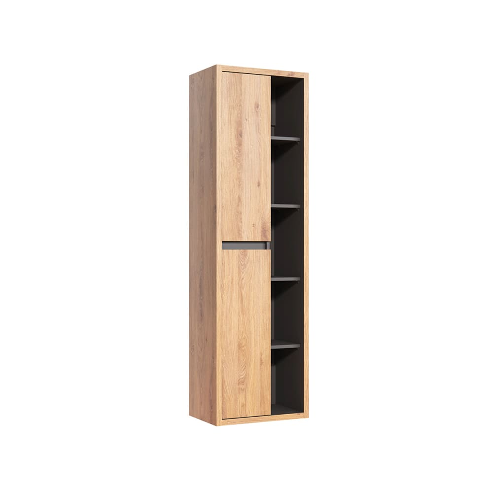 Petits meubles 2-türige Hängesäule Melamin Holz und Anthrazit Grau Spanplatte