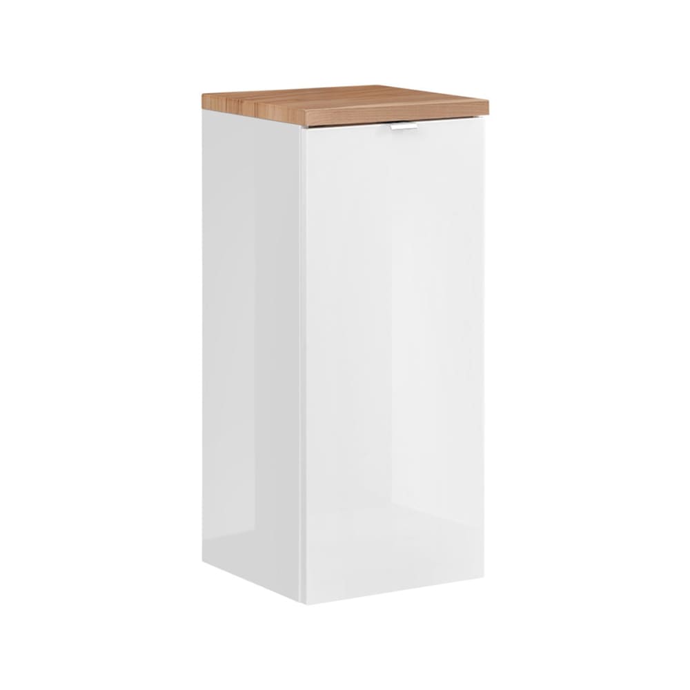 Petits meubles Halbsäule 1 Wäschekorbtür MDF Weiß und Holz Weiß Spanplatte