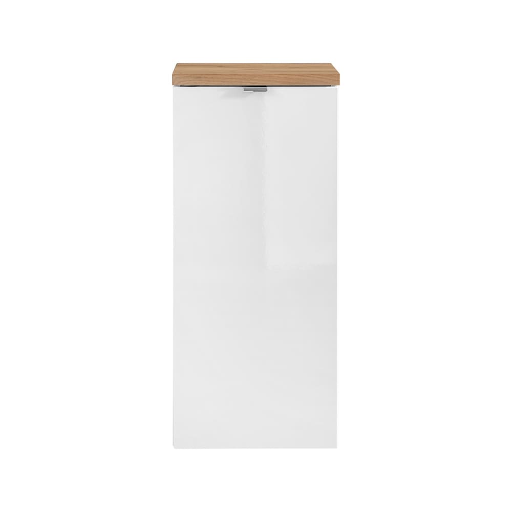 Demi-colonne 1 porte panier à linge stratifiés blanc et beige