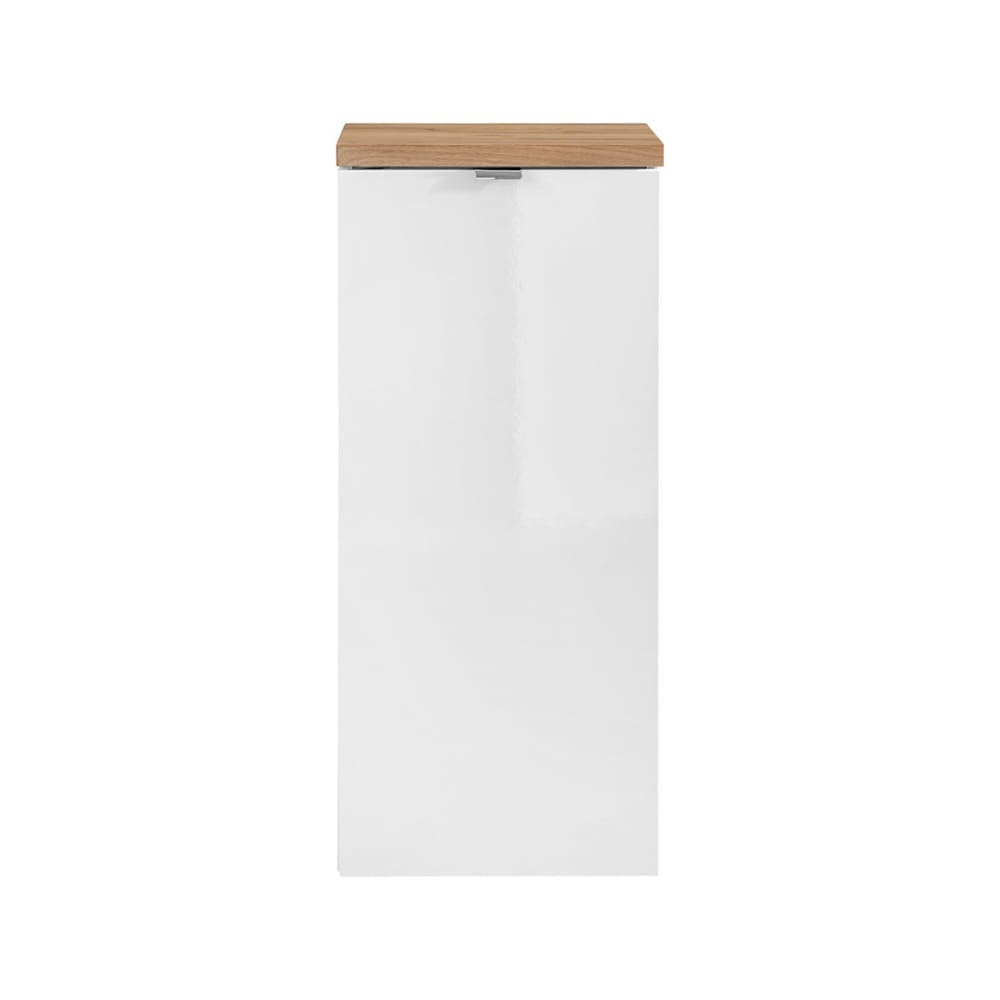 Halbsäule 1 Wäschekorbtür MDF Weiß und Holz - Maisons Du Monde