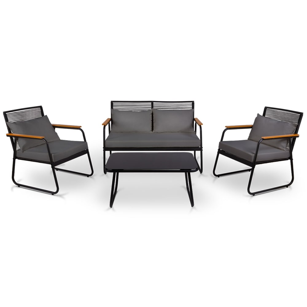 Salon de jardin 4 places, coloris gris
