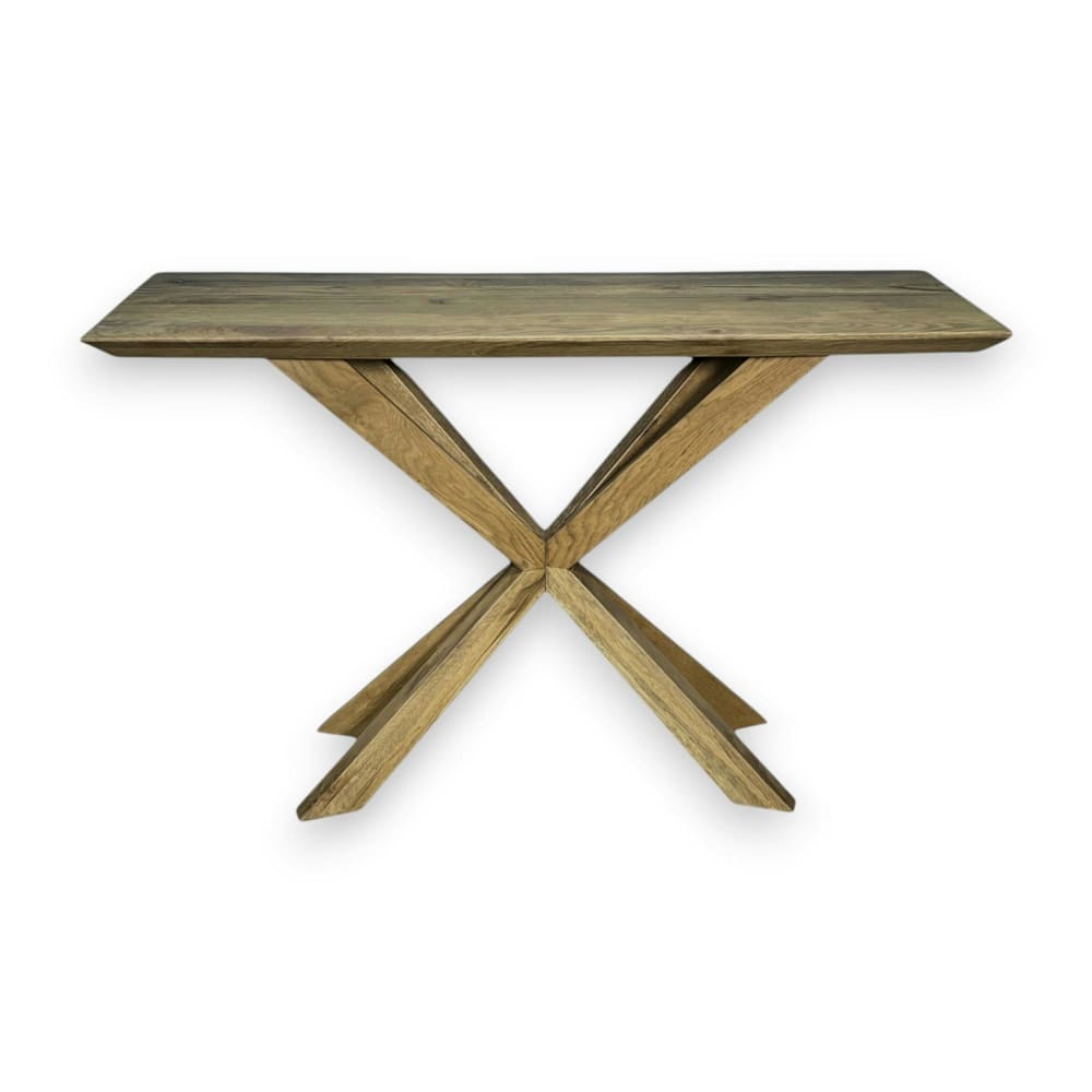 Console moderne en chêne massif grisé L120cm