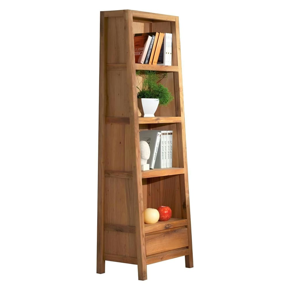 Bibliothèque colonne en chêne 4 niches 1 tiroir H195cm