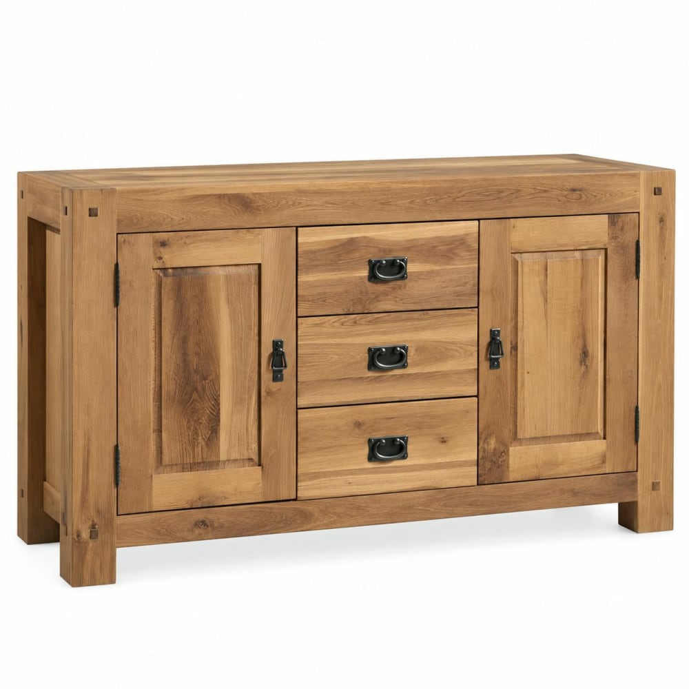 Buffet en chêne massif 2 portes 3 tiroirs 150cm