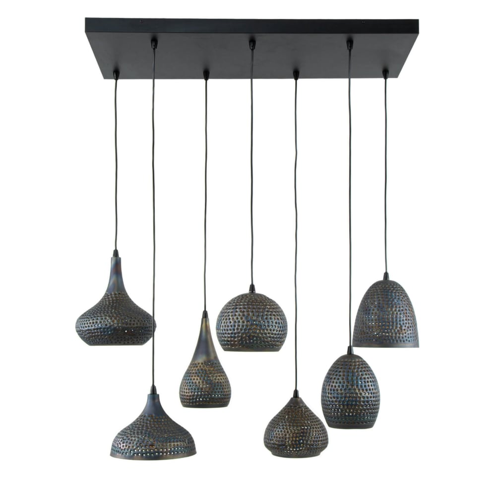 Suspension 7 lampes en métal brun sombre ajouré — vue 3
