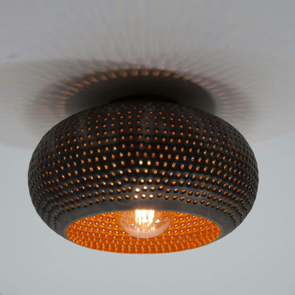 Plafonnier rond en métal ajouré brun 35cm — vue 3