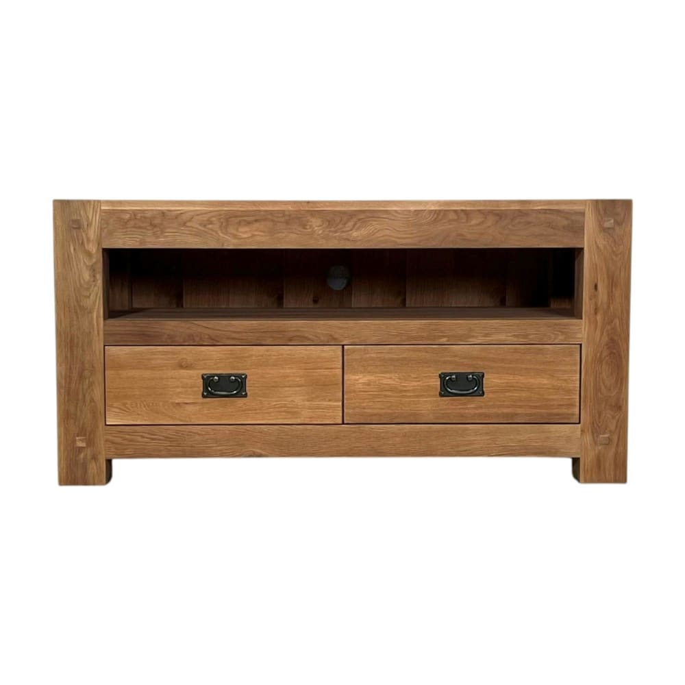 Meuble TV campagne en chêne 2 tiroirs 1 niche L120cm