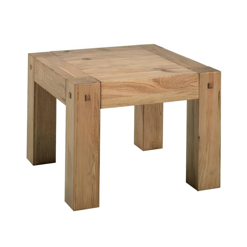 Table basse carrée en chêne esprit campagne 60 cm