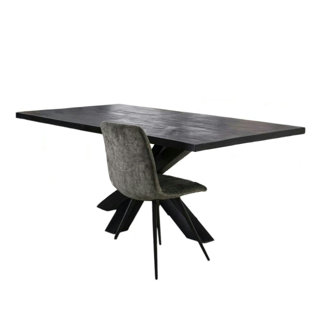 Table à manger en manguier massif noir pied mikado L200cm